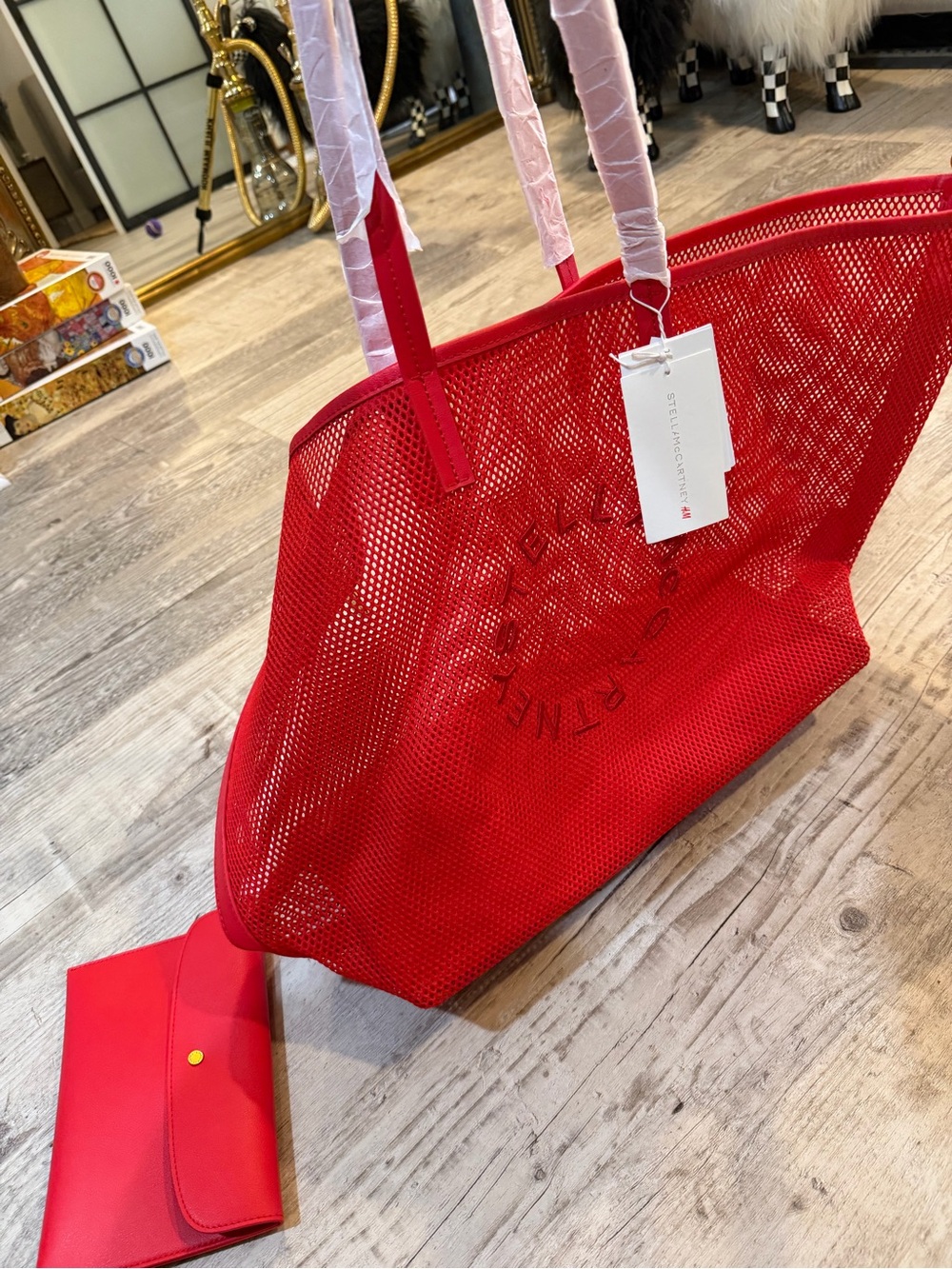 Stella McCartney H&M Red Mesh Tote Bag - Picture 5 of 5